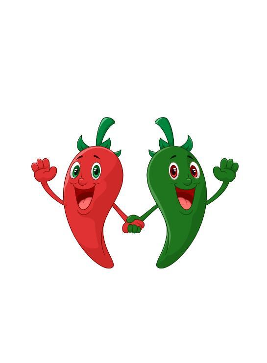 Green with red cartoon pepper vector