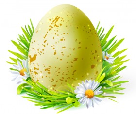 Grunge easter egg with white flower vector