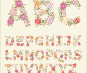 Hand drawn flower alphabet vector
