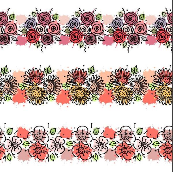 Hand drawn flower border vectors