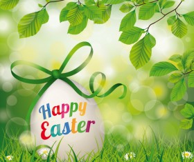 Happy Easter Egg Beech Twigs Flowers vector