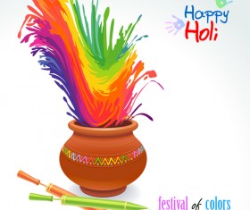 Happy holi festvial color abstract vector 01