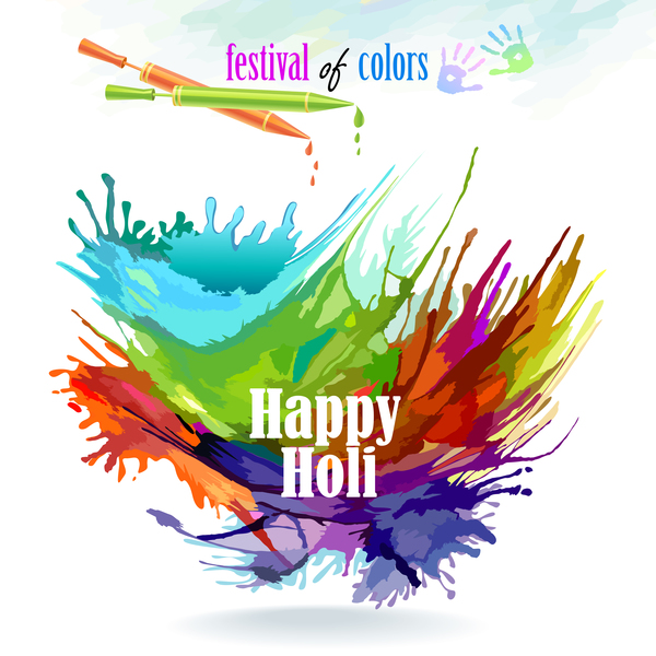 Happy holi festvial color abstract vector 02