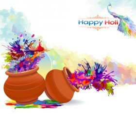 Happy holi festvial color abstract vector 06