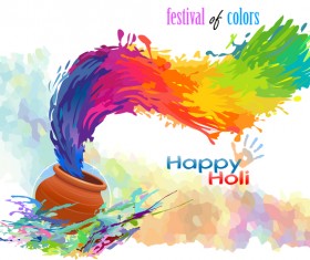 Happy holi festvial color abstract vector 09