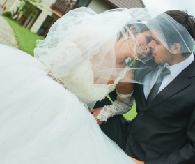 Happy newlywed couple Stock Photo
