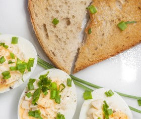 Heart-shaped fried egg and bread breakfast Stock Photo 06