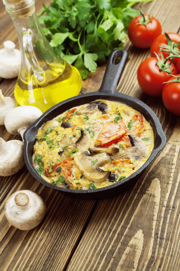 Home cooking mushrooms omelet Stock Photo 01