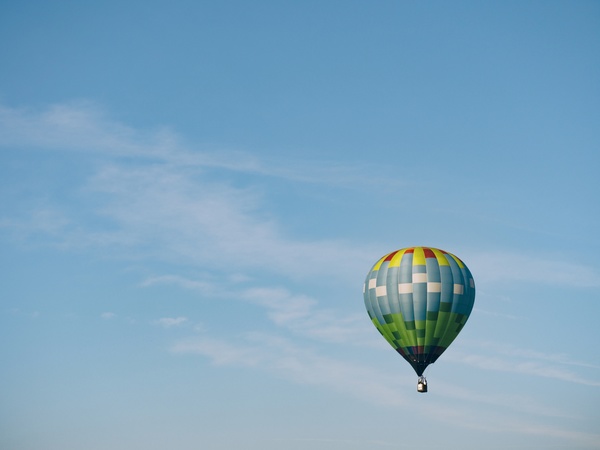 Hot air balloon flying Stock Photo