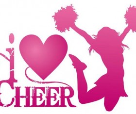 I Love cheer with jumping cheerleader vector
