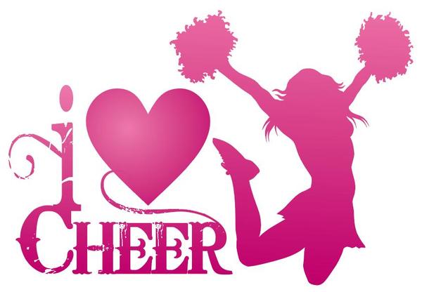 I Love cheer with jumping cheerleader vector