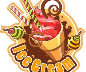 Ice cream label vector material 01