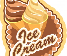 Ice cream label vector material 02