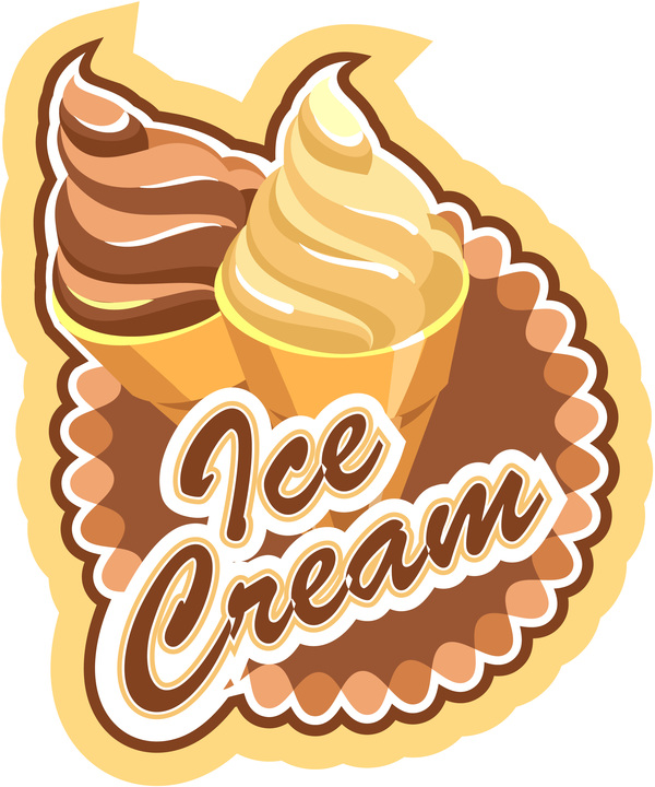 Ice cream label vector material 02