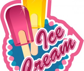 Ice cream label vector material 03