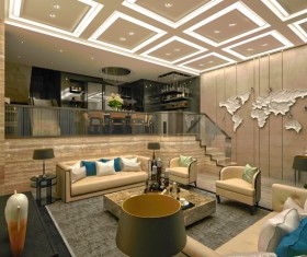 Interior modern decorated living room Stock Photo 02