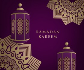 Islamic ramadhan purple backgrounds vectors 01