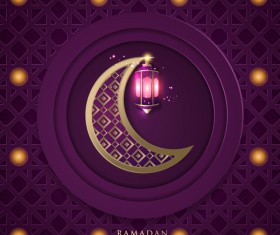 Islamic ramadhan purple backgrounds vectors 03