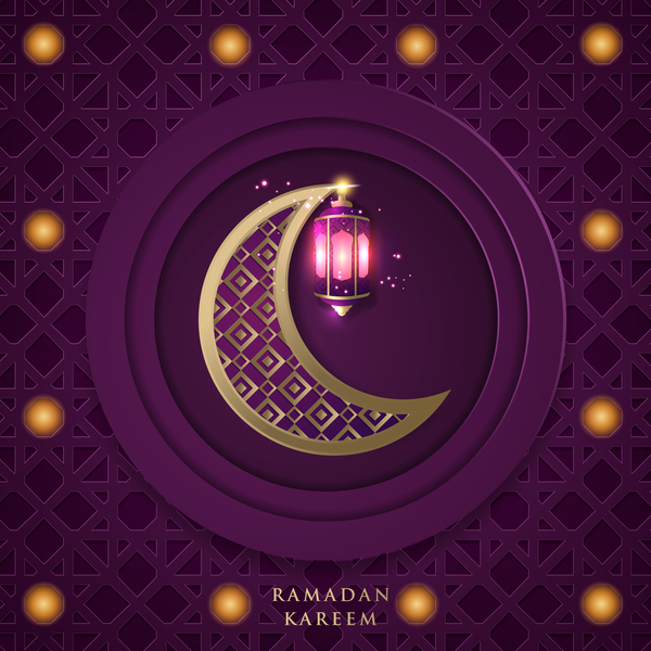 Islamic ramadhan purple backgrounds vectors 03