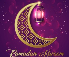 Islamic ramadhan purple backgrounds vectors 04