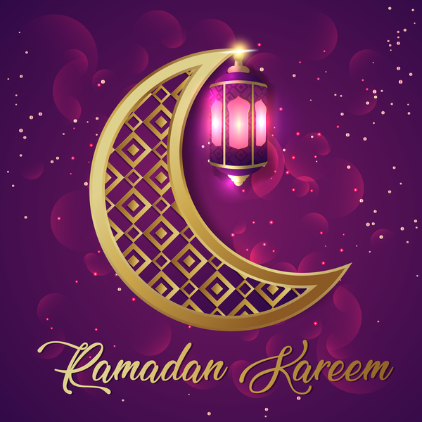 Islamic ramadhan purple backgrounds vectors 04