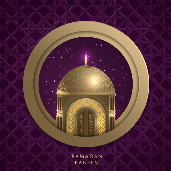 Islamic ramadhan purple backgrounds vectors 05