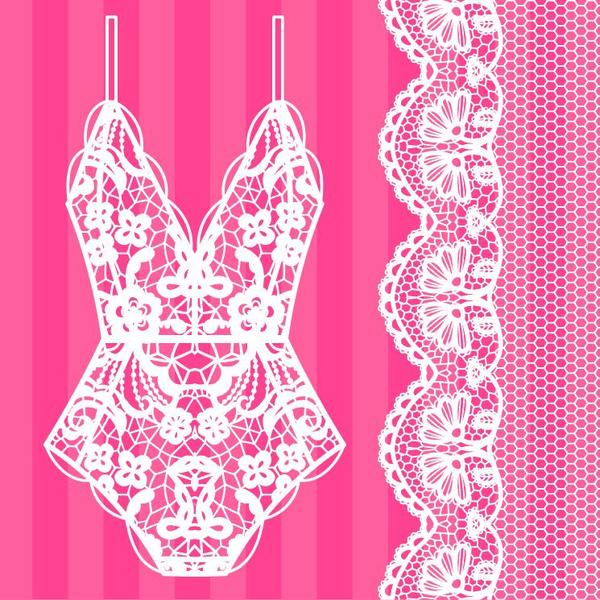 Lace border with lacy underwear vector 01