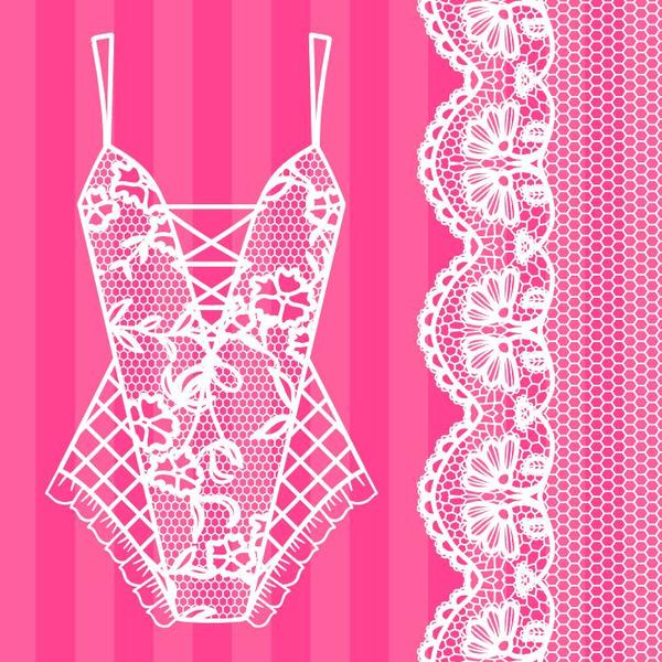 Lace border with lacy underwear vector 03
