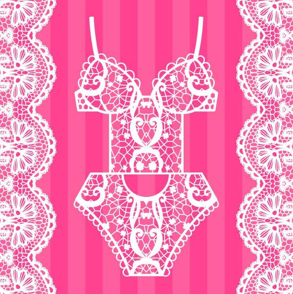 Lace border with lacy underwear vector 04