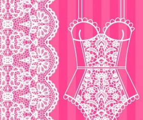 Lace border with lacy underwear vector 06