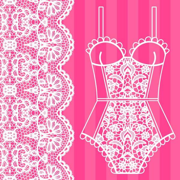 Lace border with lacy underwear vector 06