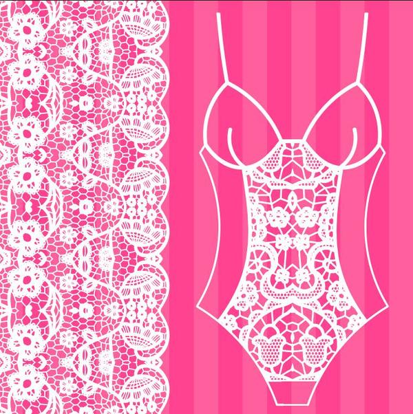 Lace border with lacy underwear vector 07