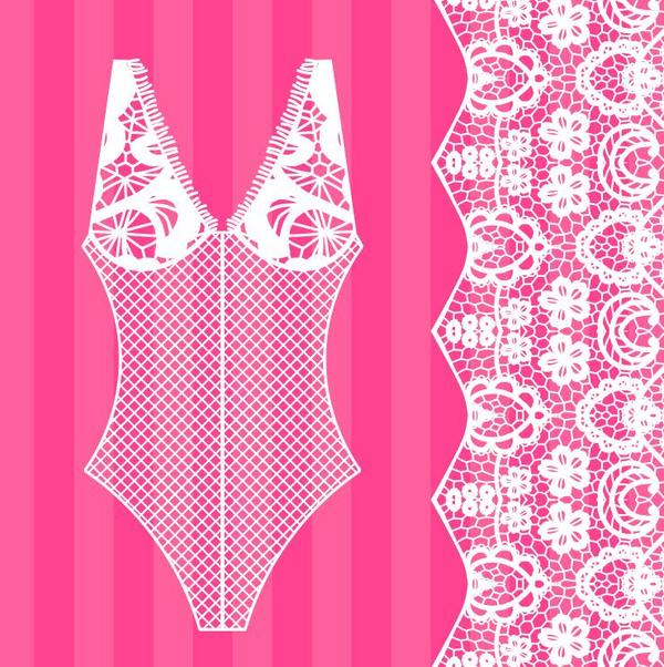 Lace border with lacy underwear vector 08