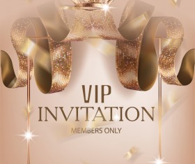 Luxury VIP invitation silk ribbons with beige background vector
