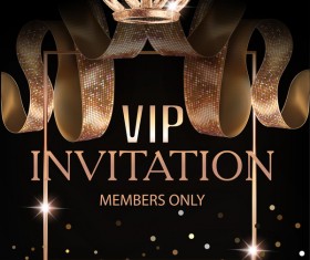 Luxury VIP invitation silk ribbons with black background vector