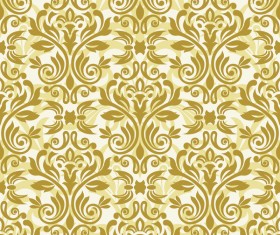 Luxury golden damask seampes pattern vector 01