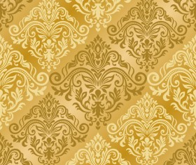 Luxury golden damask seampes pattern vector 02