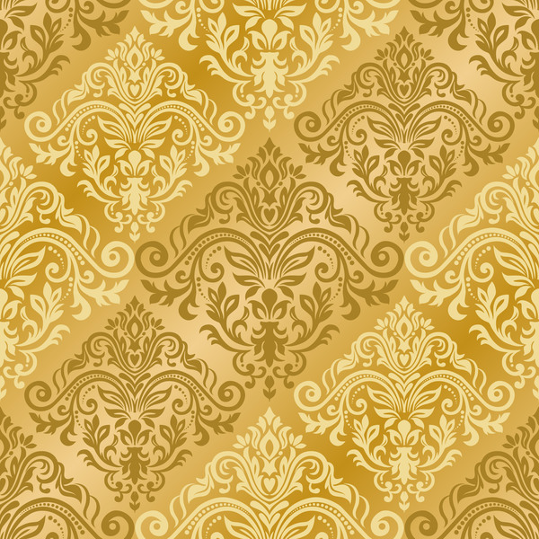 Luxury golden damask seampes pattern vector 02