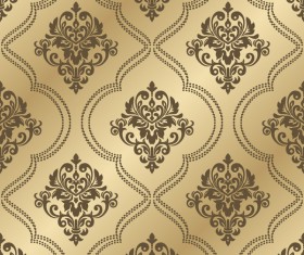Luxury golden damask seampes pattern vector 03