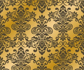 Luxury golden damask seampes pattern vector 04