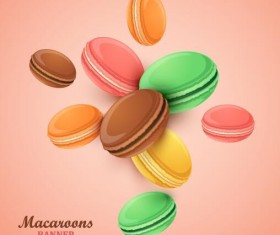 Macaroons with pink background vector