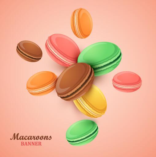 Macaroons with pink background vector
