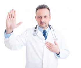 Male doctor Oath oath of allegiance a vow Stock Photo