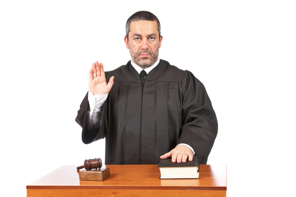 Male judge Oath oath of allegiance a vow Stock Photo