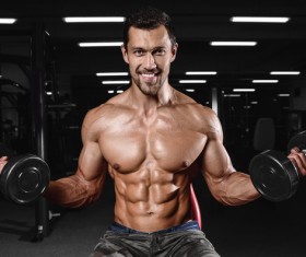Man exercising biceps Stock Photo 02