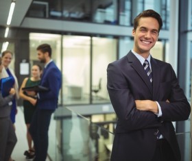 Man smiling in the hallway Stock Photo