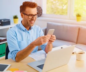 Man using smart phone Stock Photo