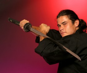 Man wielding katana Stock Photo 01