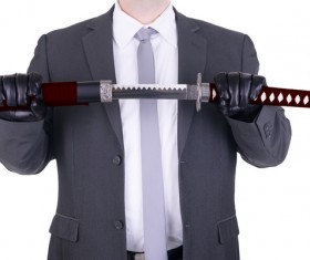 Man wielding katana Stock Photo 02