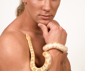 Man with pet snake Stock Photo 01